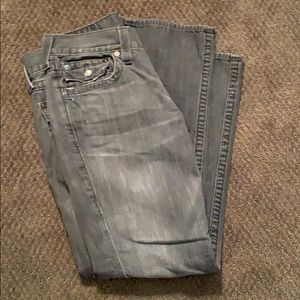 Charcoal gray True Religion “Ricky” jeans